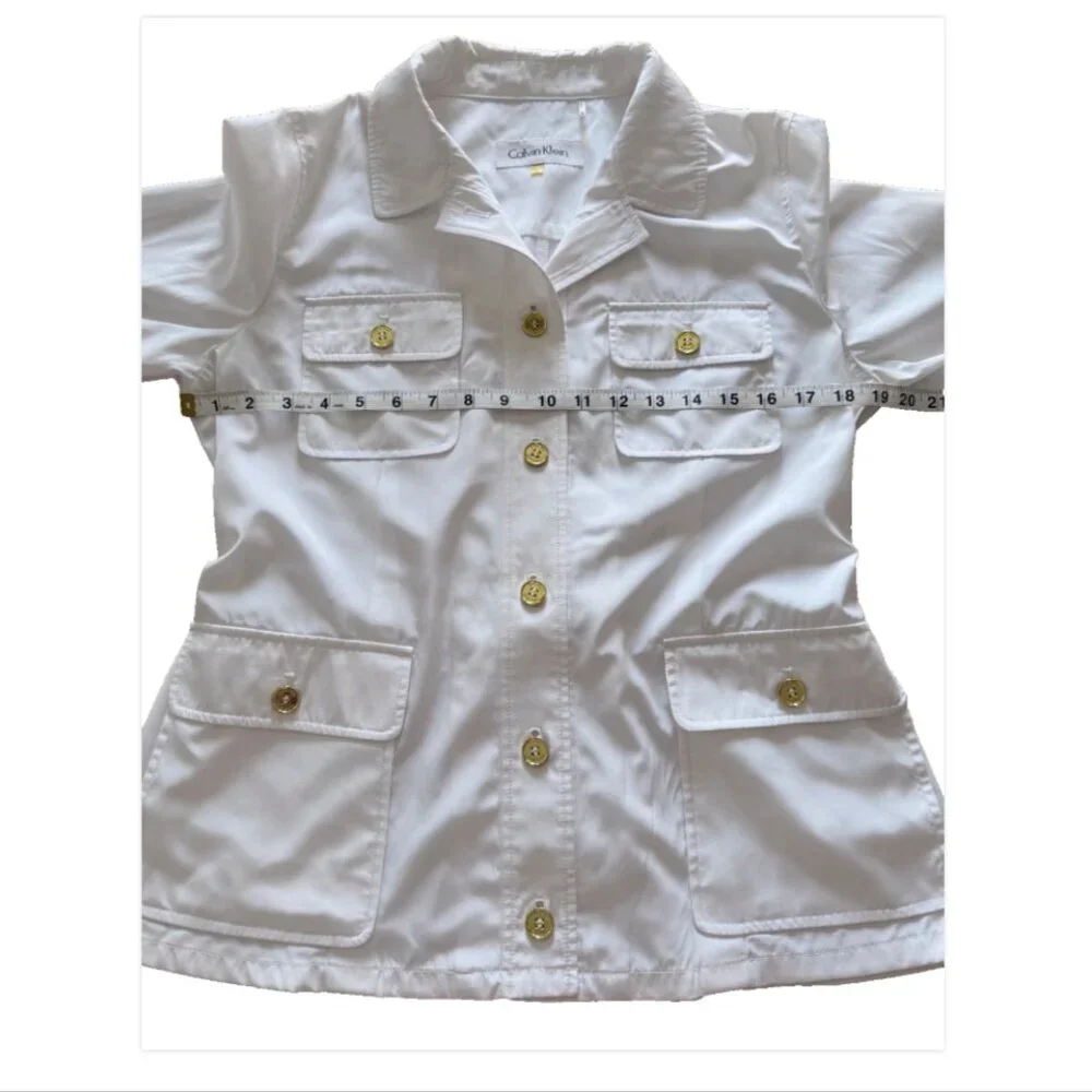 Calvin Klein White Lightweight Jacket Coastal Summer Minimalist Old Money - Picture 4 of 7